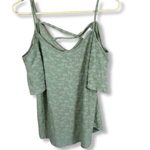 Kaileigh Blouse Women's S Green Spaghetti Strap Sleeveless Top Lightweight W 75